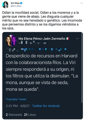 La analista respondió al insulto