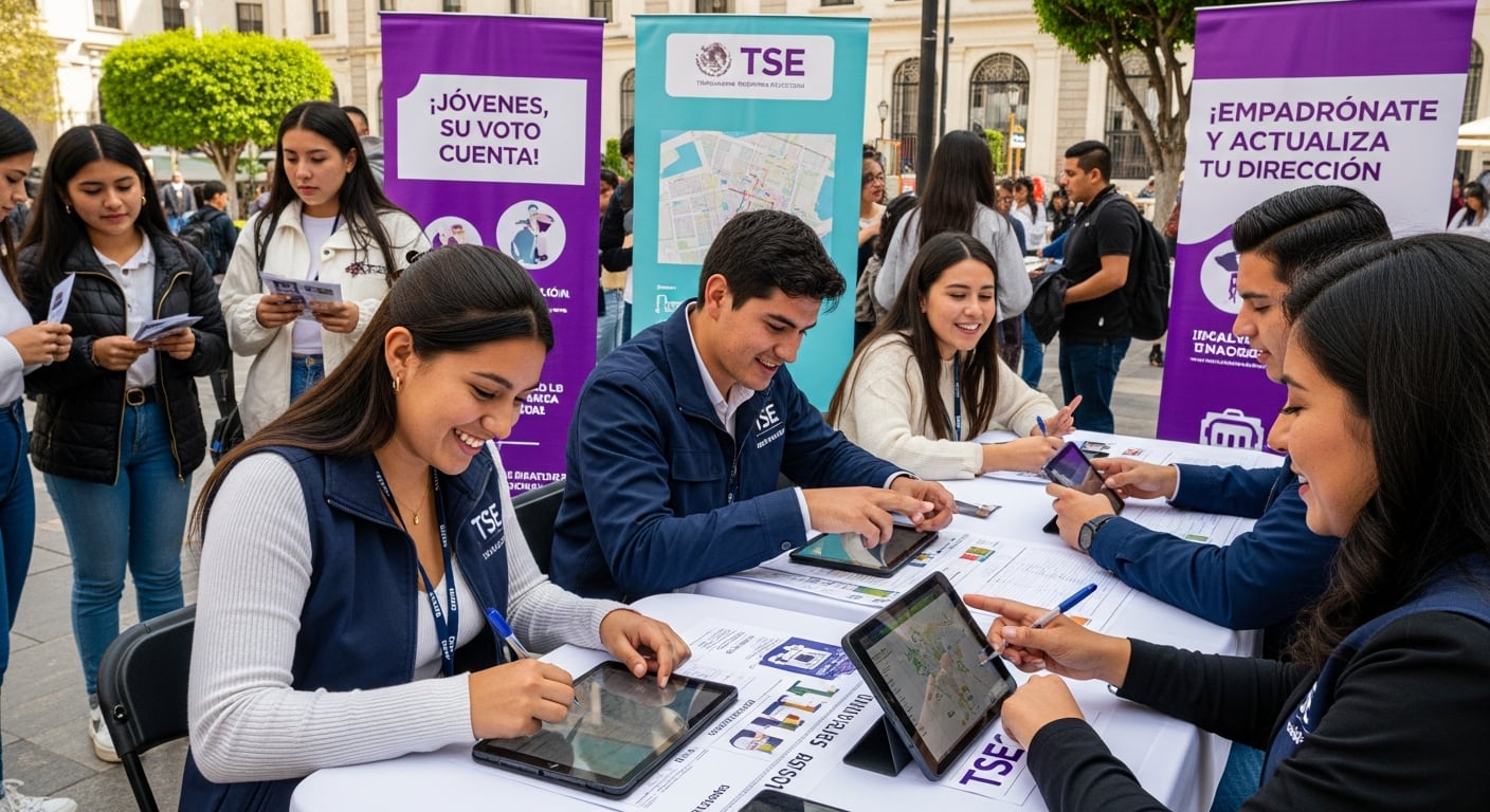 Jóvenes participan en una jornada organizada por el Tribunal Supremo Electoral (TSE) para promover el empadronamiento y la actualización de direcciones. (Imagen Ilustrativa Infobae)