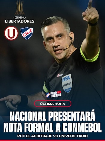 Nacional presentará queja contra el árbitro Carlos Paul Benítez. Crédito: Pasión tricolor.
