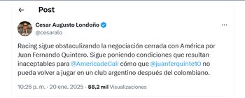 Las inaceptables exigencias de Racing