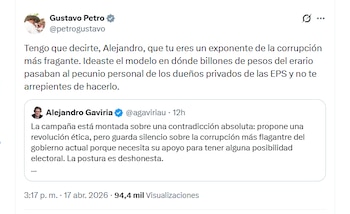 El presidente Gustavo Petro acusó a Alejandro Gaviria de ser un exponente de la corrupción - crédito @petrogustavo/X
