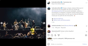 La banda chilena Los Bunkers asumió el show de cierre del festival el lunes en el segundo escenario, ante un público que superó los 50 mil espectadores - crédito @losbunkersoficial/Instagram