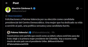 Mauricio Cárdenas reaccionó a la