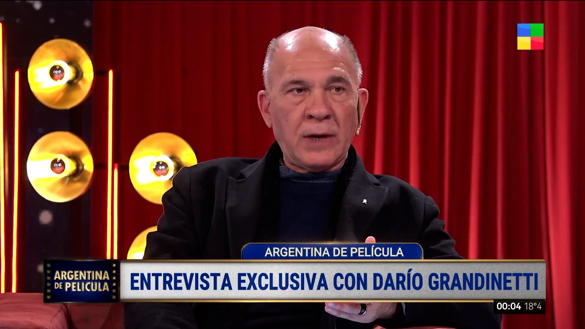 El actor argentino Darío Grandinetti participa en una entrevista para el programa de televisión Argentina de película