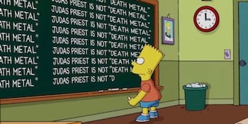 La corrección de Los Simpson incluyó a Bart escribiendo en la pizarra la frase ‘Judas Priest no es Death Metal’ tras las críticas (Captura/YouTube)