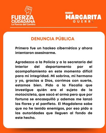 El comunicado que la diputada