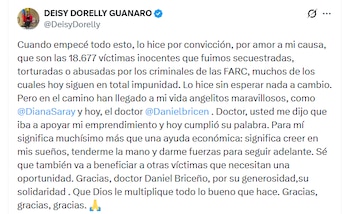 Deisy Dorelly destacó que el respaldo representa más que una ayuda económica, pues, según afirmó, constituye un reconocimiento a su proyecto y a su labor social - crédito @DeisyDorelly/X