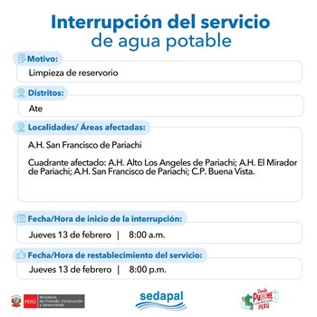 Publicación de Sedapal