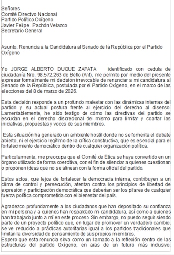 Jorge Duque aseguró que hay