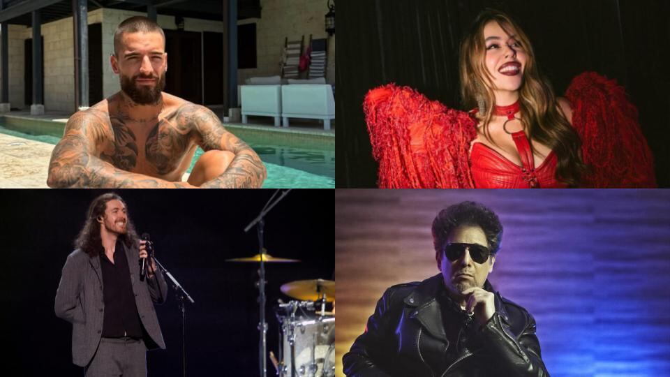 Maluma, Juliana, Hozier y Andrés Calamaro son algunos de los nombres destacados del calendario de conciertos de mayo - crédito @maluma, @julianaaa/Instagram y Steve Marcus/Reuters y Colprensa