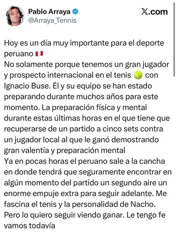 Pablo Arraya es uno de los extenistas que apoya muy de cerca el crecimiento de Ignacio Buse.