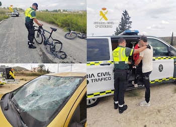 06/10/2026 Imágenes de la detención de un hombre por el atropello de cinco ciclistas en la carretera RM-F18, en la pedanía murciana de Cañadas de San Pedro
POLITICA ESPAÑA EUROPA MURCIA SOCIEDAD
GUARDIA CIVIL