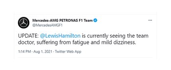 Mercedes sobre el estado de salud de Hamilton