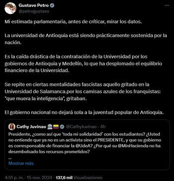 Gustavo Petro contestó a reclamos