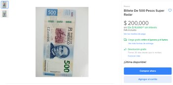 Billete de 500 pesos. (Mercado