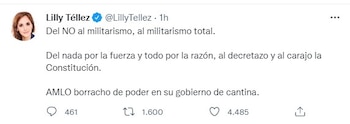 Lilly Téllez tundió a AMLO por decreto para que Guardia Nacional pase a la Sedena