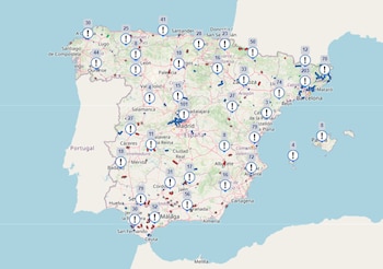 Estado de las carreteras en España en el comienzo de la fase dos de la operación salida de Semana Santa 2026. (Mapa en directo de la DGT)