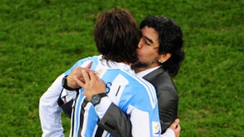 Diego y Messi en el