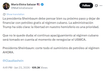 Crédito: X(@MaElviraSalazar)