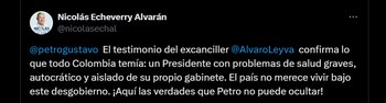 Reacción de Nicolás Echeverry Alvarán