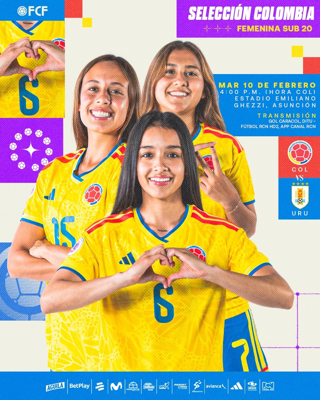 Sophia Posada, Eliana Agudelo e Isabella Díaz, protagonistas para el partido ante Uruguay - crédito @FCFSeleccionCol / X
