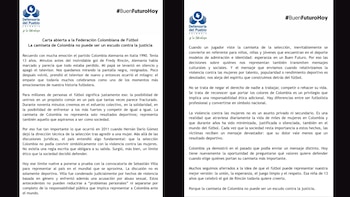 Esta fue la carta que compartió la Defensoría del Pueblo el domingo 17 de mayo de 2026, tres días después de que Néstor Lorenzo reveló la prelista de 55 convocados - crédito Defensoría del Pueblo