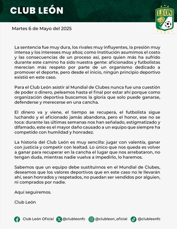 Comunicado del Club León tras