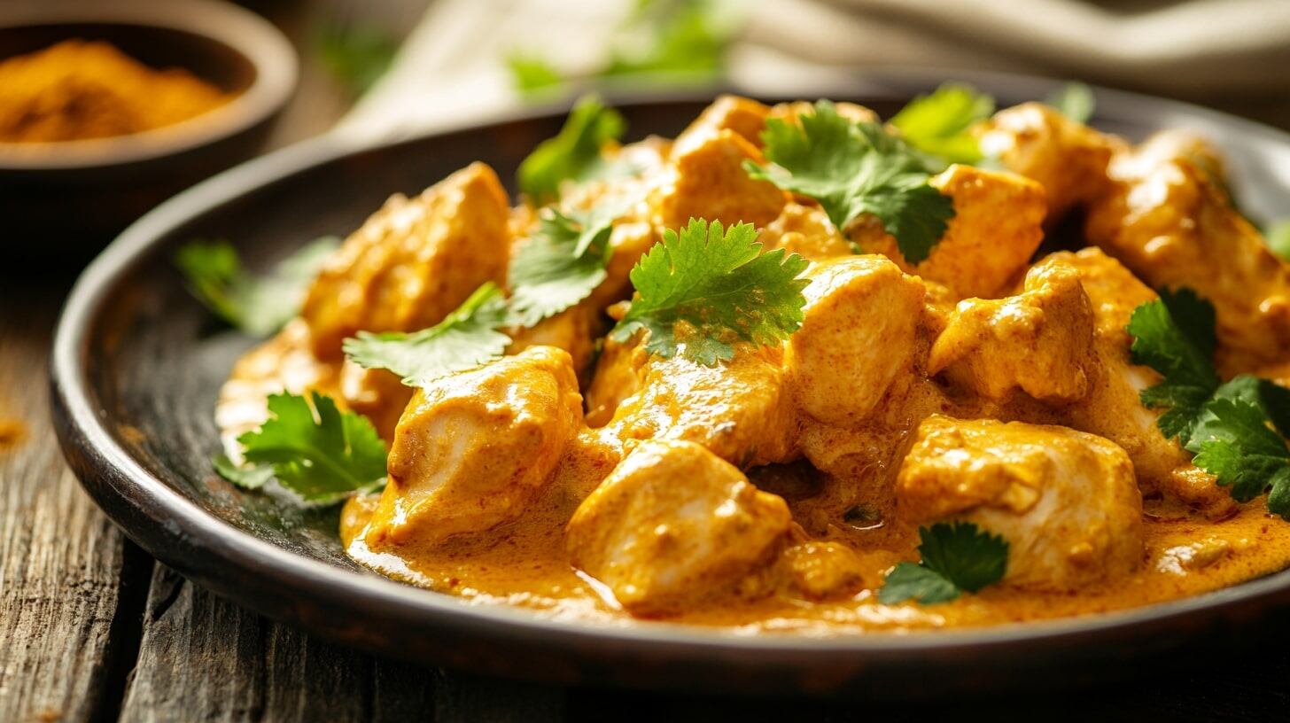 El pollo al curry se acompaña tradicionalmente con arroz blanco, ideal para equilibrar y absorber la salsa especiada - (Imagen Ilustrativa Infobae)