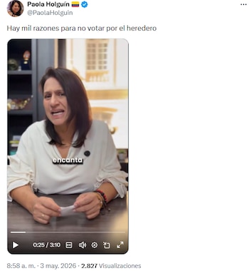 Paola Holguín lanzó duros señalamientos a Iván Cepeda - crédito @PaolaHolguin/X