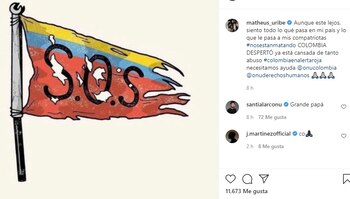 Futbolistas colombianos envían mensajes por el paro nacional en Colombia