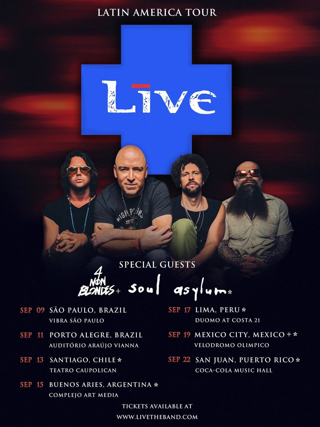 Live y Soul Asylum se presentarán juntos en Lima el 17 de septiembre en el Duomo de Costa 2