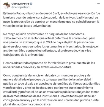 El presidente Gustavo Petro sostuvo