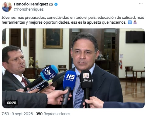 Honorio Henríquez impulsa educación digital y mayor conectividad en los municipios - crédito @honohenriquez/X