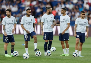 Hakimi y Messi compartieron el plantel parisino con Marco Verratti, Sergio Ramos y Neymar, además de Kylian Mbappé (REUTERS/Benoit Tessier)