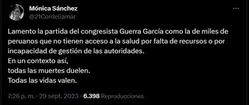 Mónica Sánchez se pronuncia por