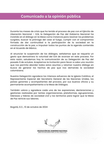 En un comunicado de la