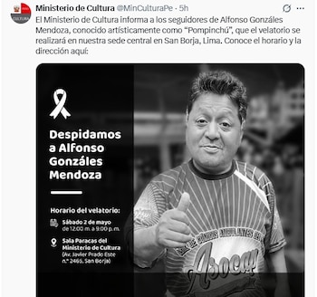 Familiares y seguidores despiden a Pompinchú en la sala Paracas del Ministerio de Cultura. X