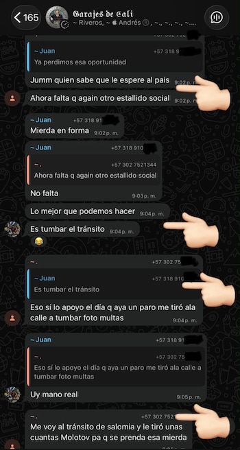 Chats vandalismo en Cali - crédito @juanmartinbc/X