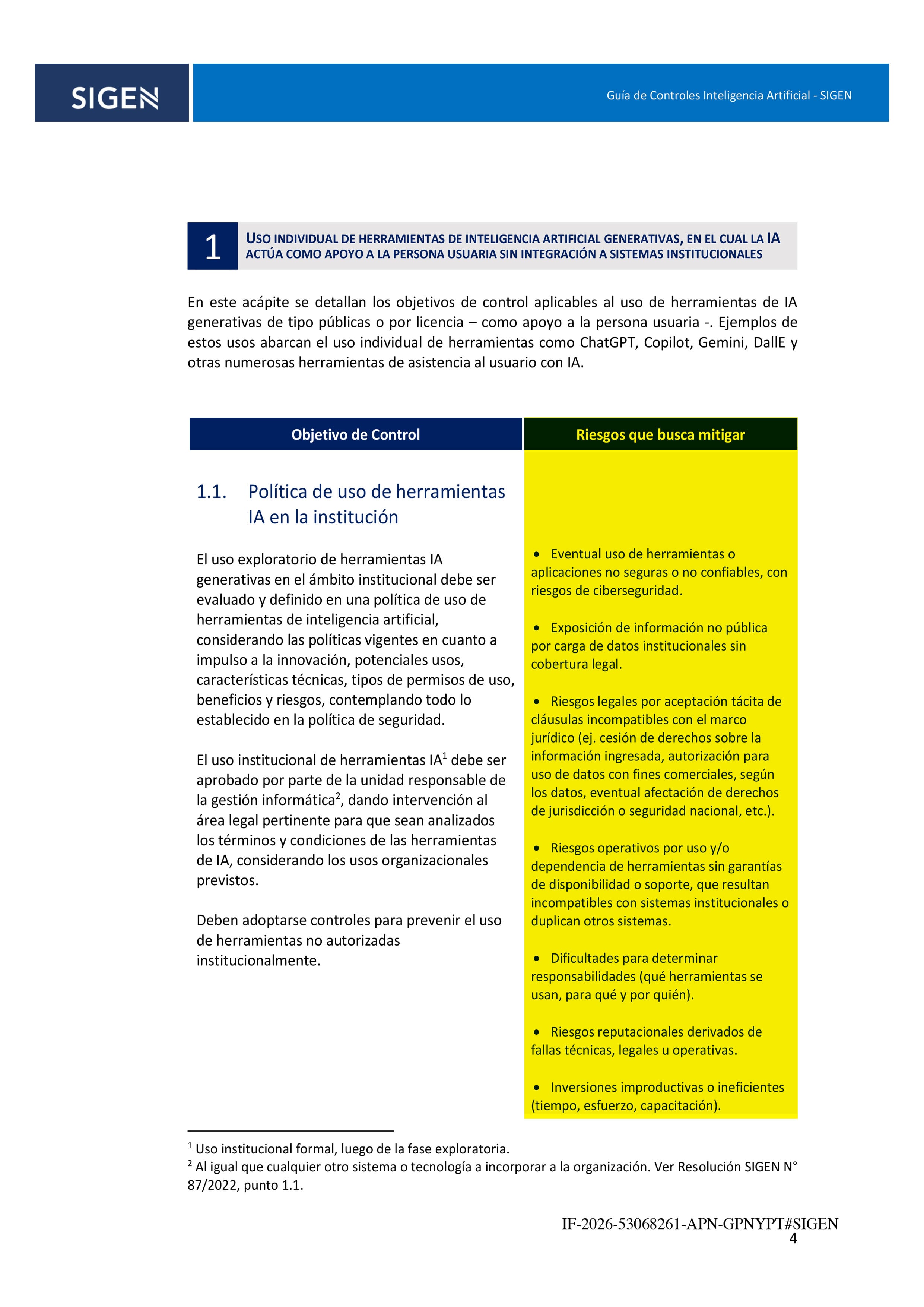 Uno de los tramos centrales de la nueva guía de la SIGEN para mitigar los riesgos de la utilización de la IA en los organismos públicos