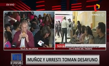 Desayuno electoral de Muñóz y Urresti en las elecciones municipales 2018. (Panamericana TV)