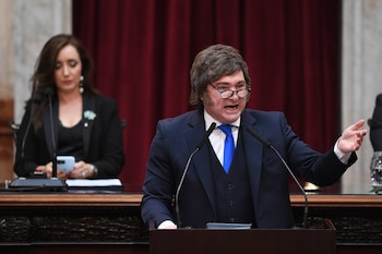 Mientras Milei pronunció su discurso