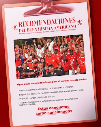 Estas son las recomendaciones para la hinchada del cuadro Escarlata - crédito @AmericadeCali / X