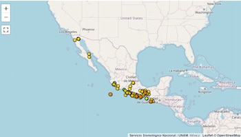 Los movimientos ocurren entre la medianoche y las 4:00 de la mañana, con magnitudes de 2.8 a 4.3, y se concentran en el sur y suroeste del país, principalmente en Oaxaca y Guerrero