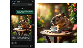 Ejemplo de imagen de capibara generada por Meta AI para usar como fondo de chat