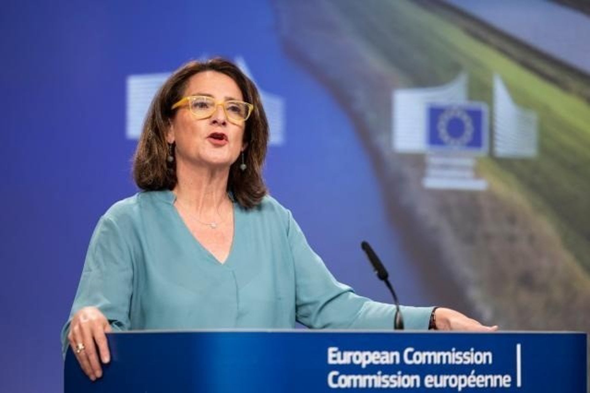 La vicepresidenta comunitaria, Teresa Ribera, en rueda de prensa desde Bruselas. (Comisión Europea)