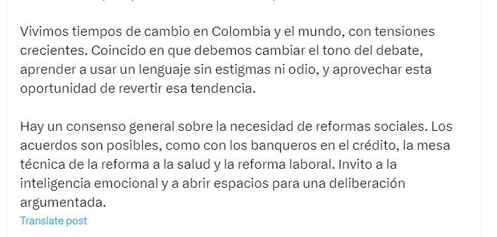 Ministro del Interior Juan Fernando Cristo responde al expresidente Iván Duque - crédito @CristoBustos