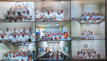 Los 244 presuntos pandilleros del Barrio 18 sureños enfrentan una audiencia única abierta en San Salvador por pertenencia a una estructura criminal. (Foto: FGR)