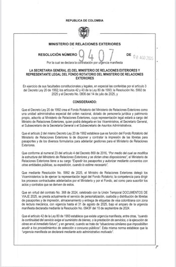 Resolución contrato con Thomas Greg