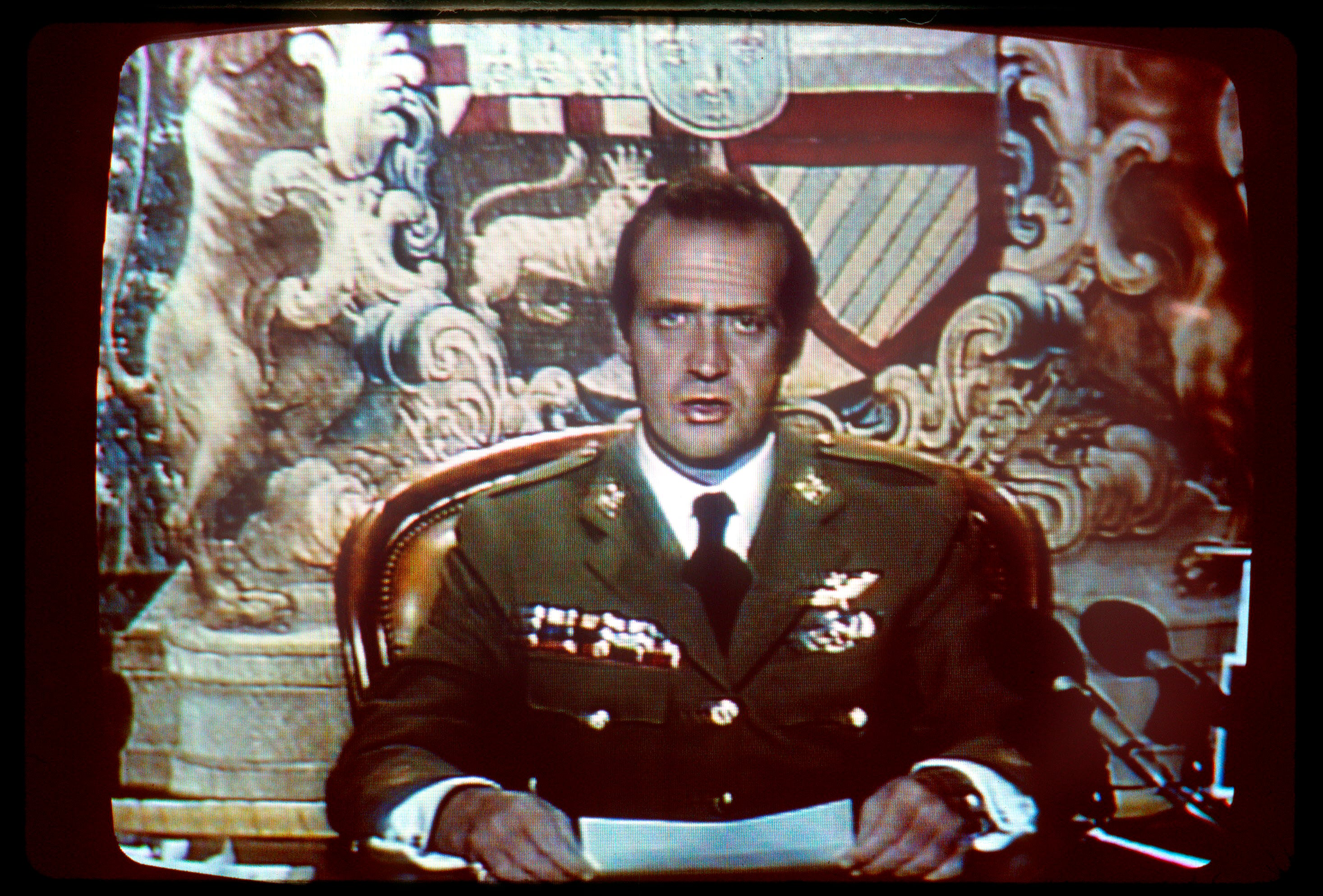 Juan Carlos I en su mítico discurso tras el golpe de Estado de Tejero EFE/TVE/Archivo