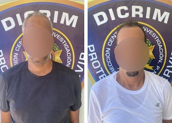 El vocero Diego Pesqueira identificó a los detenidos como Carlos Sadiel Santana Goris y Ruddy Rafael Frías Feliz./ (Diego Pesqueira)